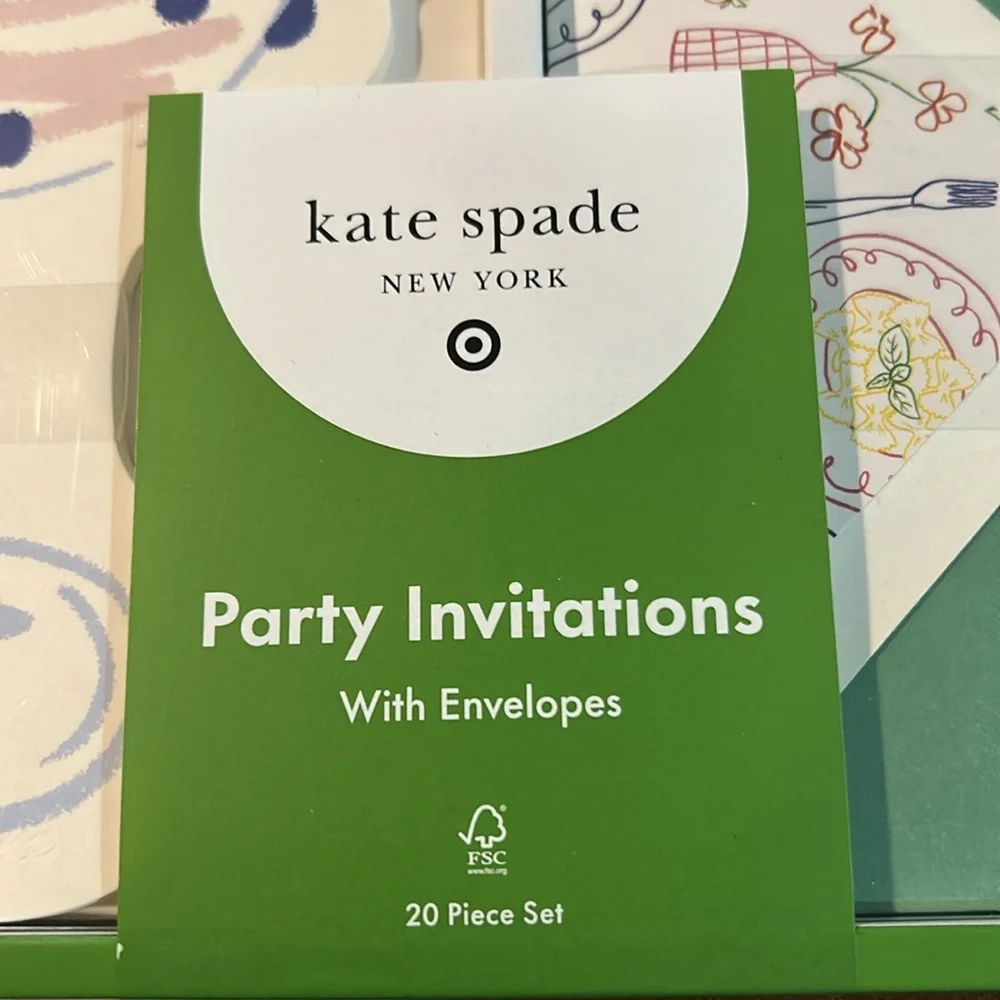 kate spade Green and White Party Invitations Set